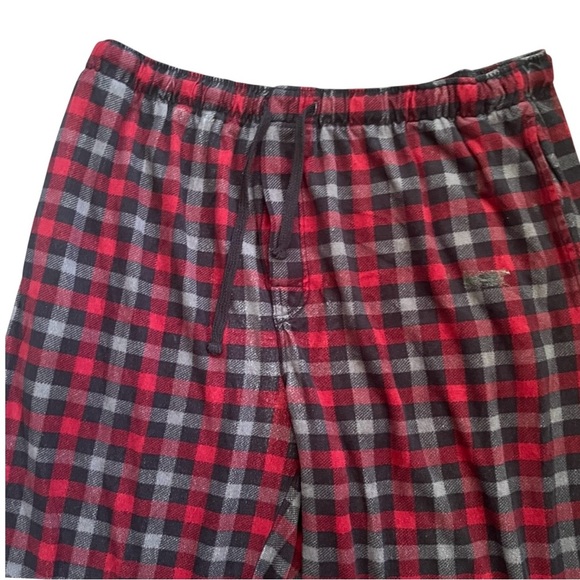 IZOD casual fleece pajama pants XL black and red plaid side pockets - Picture 4 of 11